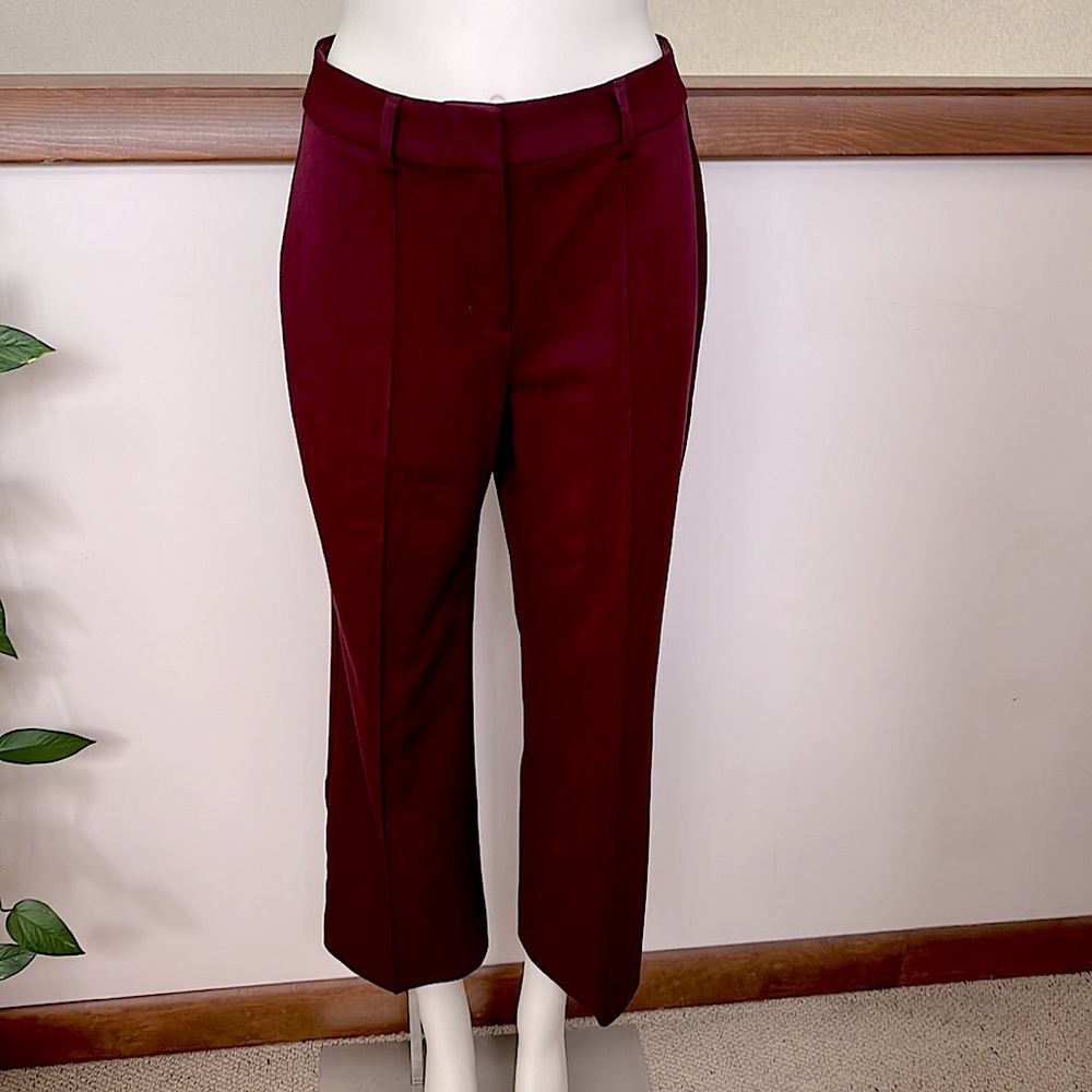 Express Burgundy Cropped High Waist Wide Leg Pants 2R